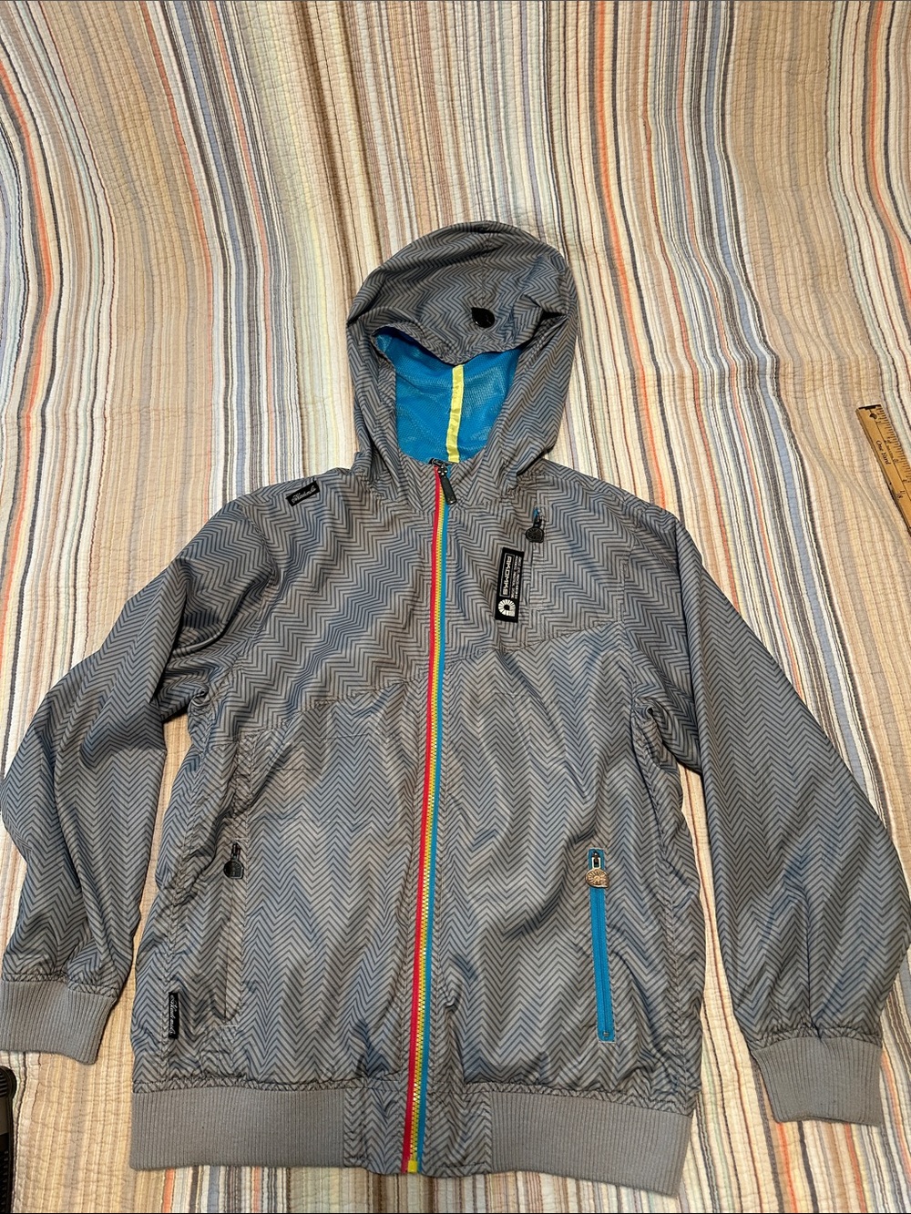 Ultra RARE Y2K Akademiks Gray Chevron Windbreaker